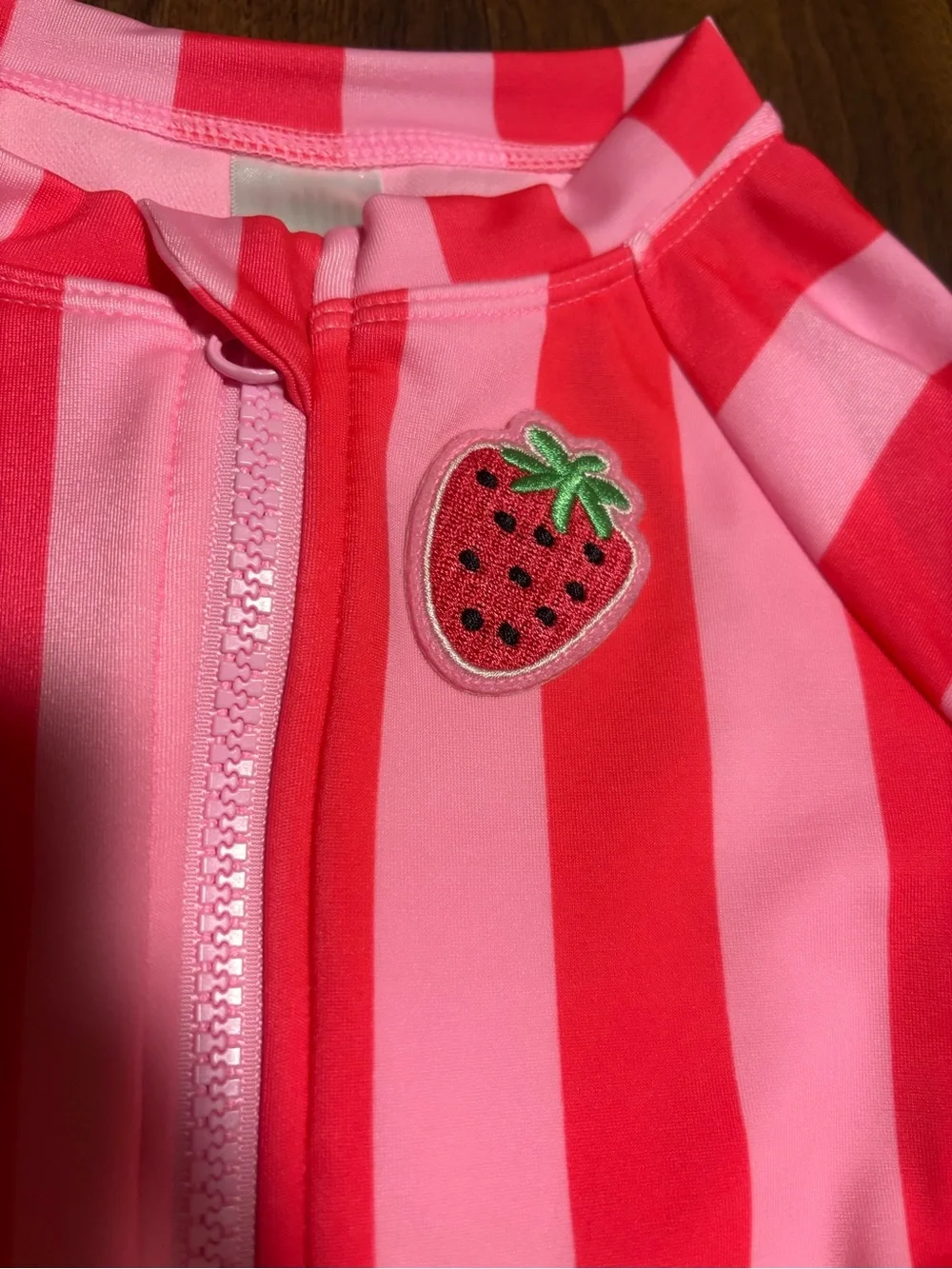 Cat & Jack Girls' Long Sleeve Beach Umbrella Striped One Piece Swimsuit - Pink S